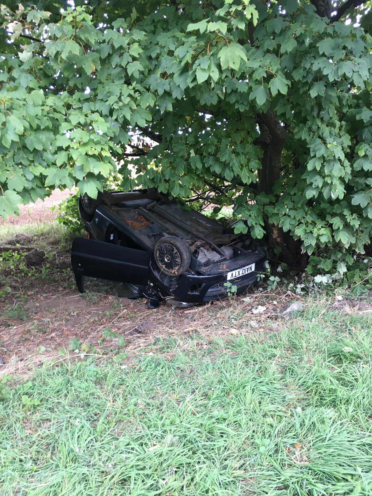 Off the road and Overturned